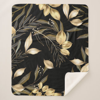 Abstract ginkgo leaves. Luxury glitter ginkgo on r Sherpa Blanket