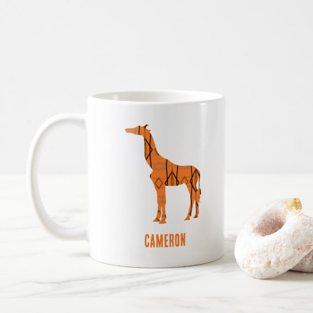 Abstract giraffe silhouette monogram coffee mug (With Donut)