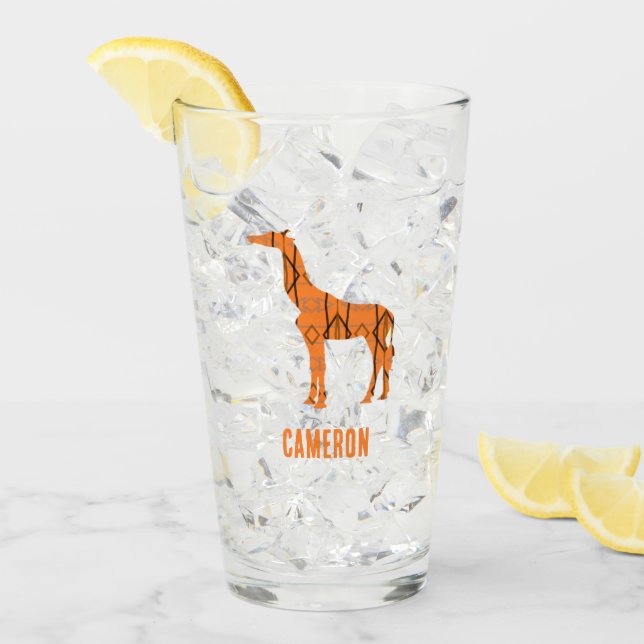 Abstract giraffe silhouette monogram glass (Front Ice)