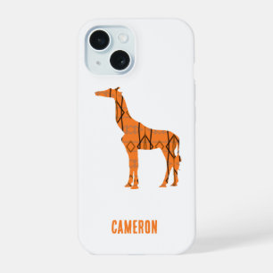 Abstract giraffe silhouette monogram iPhone 15 case