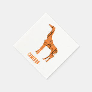 Abstract giraffe silhouette monogram napkin