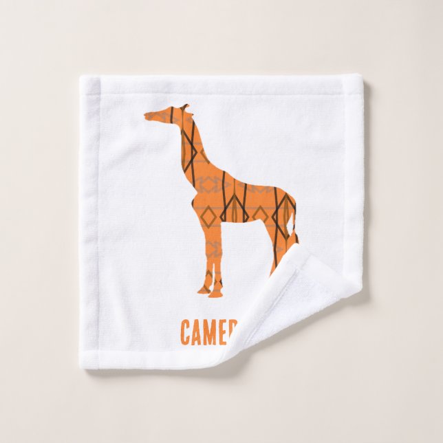 Abstract giraffe silhouette monogram wash cloth (Wash Cloth)