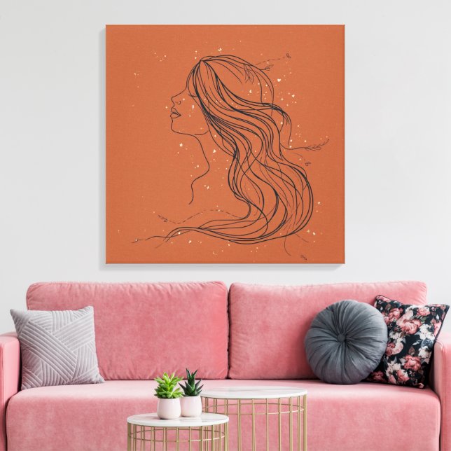 Abstract Girl Canvas Print – Modern Minimalist  (Insitu(LivingRoom))