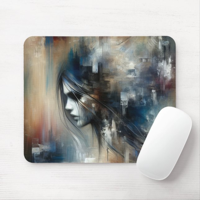 Abstract Girl Painting Mouse Mat (With Mouse)