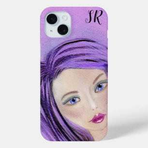 Abstract Girl Personalised iPhone 15 Mini Case