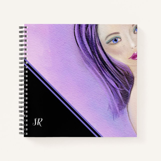 Abstract Girl Personalised Notebook (Front)