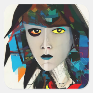 Abstract Girl Square Sticker