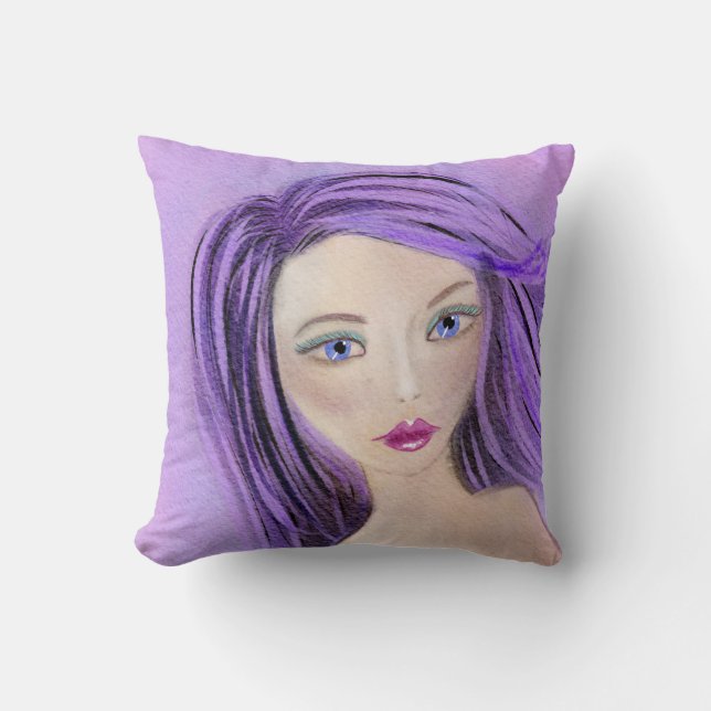 Abstract Girl Throw Pillow (Front)