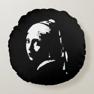 Abstract Girl with Pearl Earring Throw Pillow