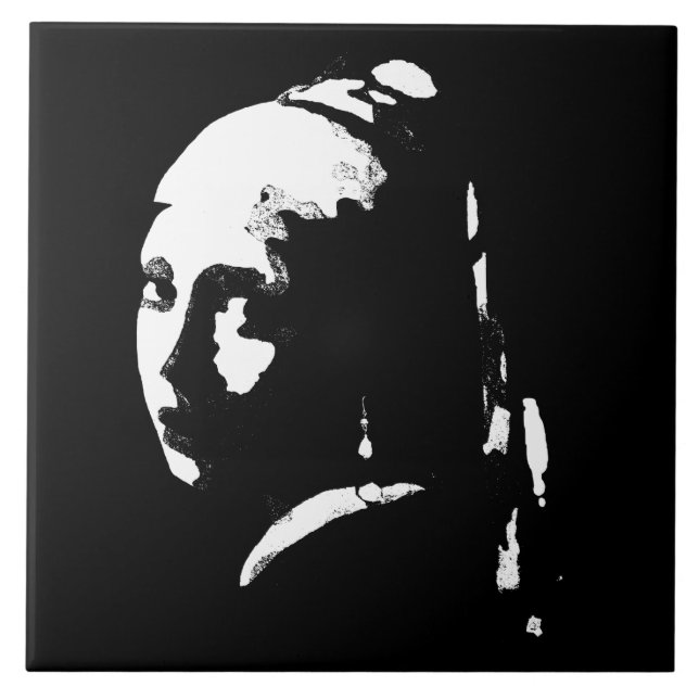 Abstract Girl with Pearl Earring Tile (Front)