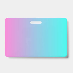 abstract girly pink turquoise ombre mermaid colour ID badge