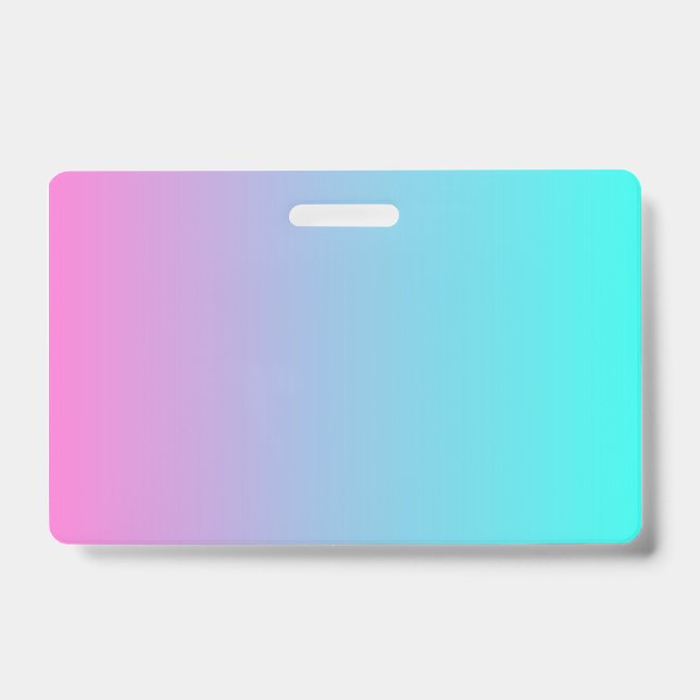 abstract girly pink turquoise ombre mermaid colour ID badge (Front)