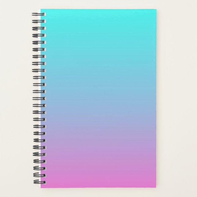 abstract girly pink turquoise ombre mermaid colour planner (Front)