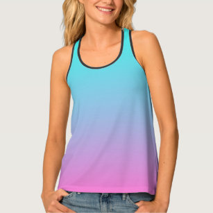 abstract girly pink turquoise ombre mermaid colour tank top