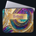 Abstract Glam Modern Alcohol Ink Purple & Gold Laptop Sleeve<br><div class="desc">This modern abstract art laptop sleeve cover design is eye-catching and makes a true statement with its rich,  jewel colours and textures. Vivid and stunning. Add a name to personalise it. Created by Simply Farmhouse Press.</div>