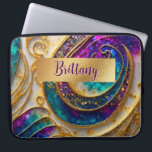 Abstract Glam Modern Alcohol Ink Purple & Gold Laptop Sleeve<br><div class="desc">This modern abstract art laptop sleeve cover design is eye-catching and makes a true statement with its rich,  jewel colours and textures. Vivid and stunning. Add a name to personalise it. Created by Simply Farmhouse Press.</div>