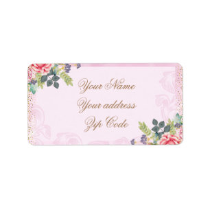 Abstract glam pink and gold texture effect  label