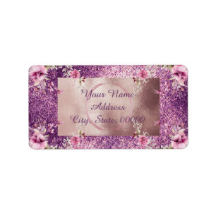 Abstract glam pink and gold texture effect  label