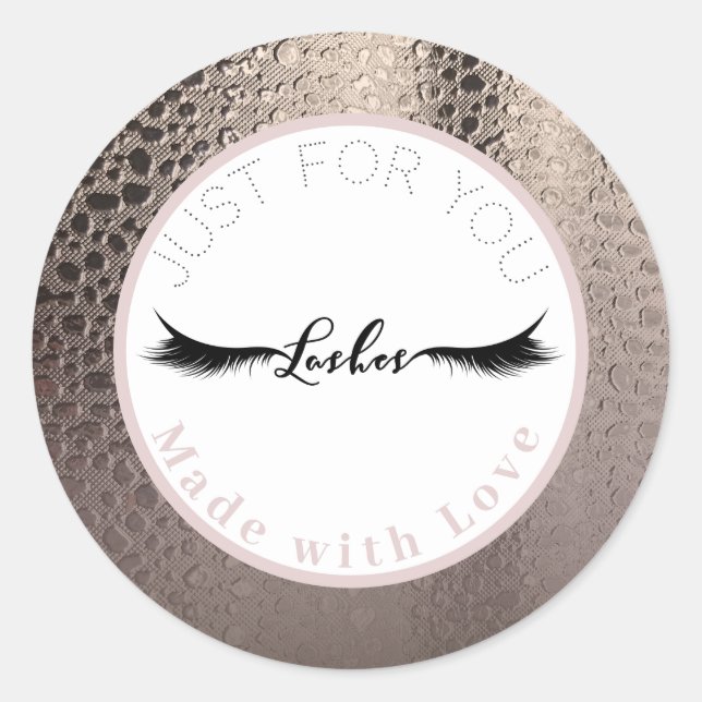 Abstract Glam Pink Rose Gold Glam Makeup Lashes Classic Round Sticker (Front)