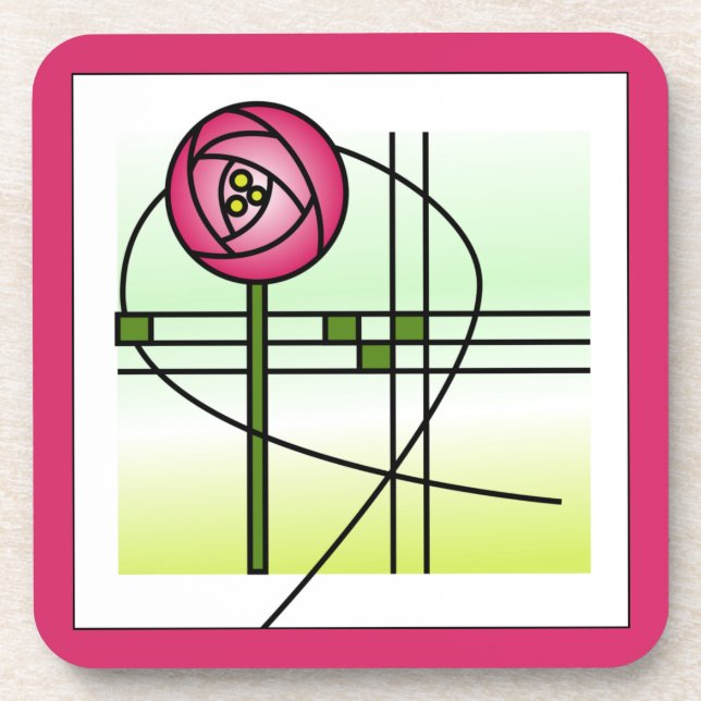 Abstract Glasgow Rose Beverage Coaster (Front)