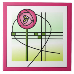 Abstract Glasgow Rose Ceramic Tile
