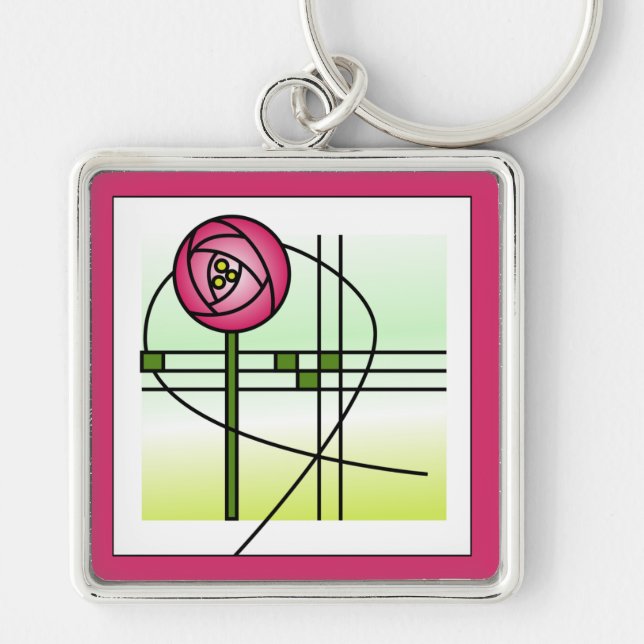 Abstract Glasgow Rose  Keychain (Front)