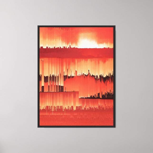 Abstract Glitch Sunset Design Canvas Print (Front)