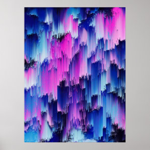 Abstract Glitch Sunset Design Poster