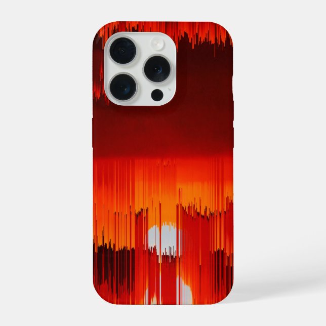 Abstract Glitch Sunset Landscape iPhone Case (Back)