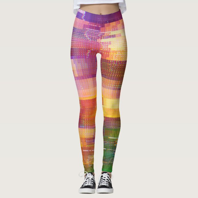 Abstract glitch: test screen texture leggings (Front)