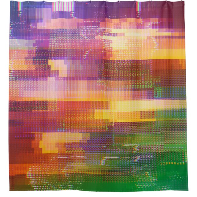 Abstract glitch: test screen texture shower curtain (Front)