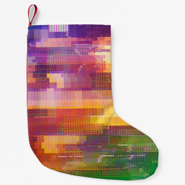 Abstract glitch: test screen texture small christmas stocking (Front)