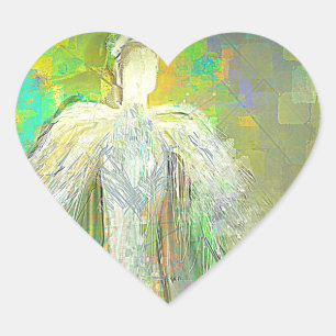 Abstract Glitter Angel Heart Sticker