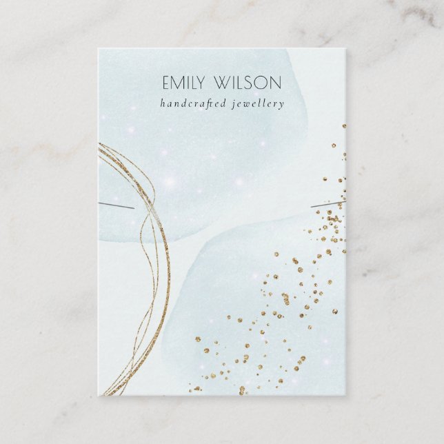 Abstract Glitter Blue Gold Necklace Band Display Business Card (Front)
