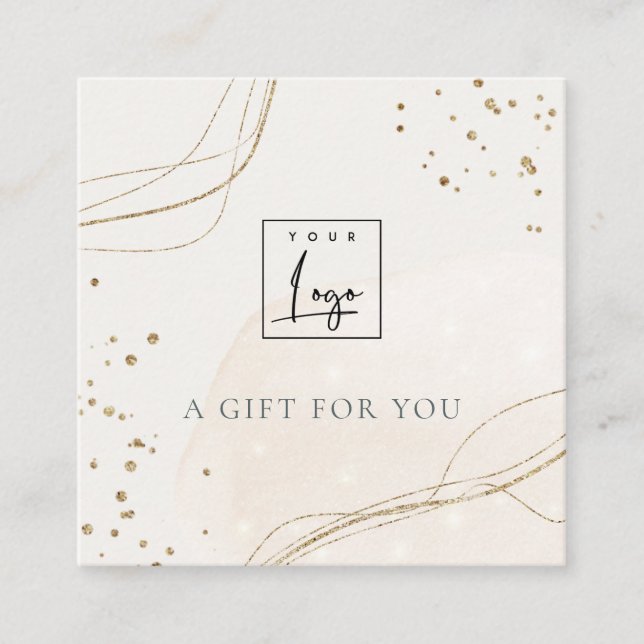 Abstract Glitter Ivory Gold Gift Certificate Logo (Front)
