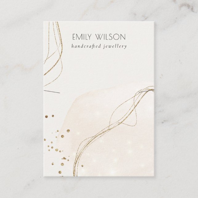 Abstract Glitter Ivory Gold Necklace Band Display Business Card (Front)