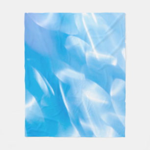 Abstract glitter lights on blue background. Round Fleece Blanket