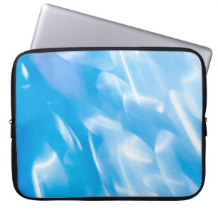 Abstract glitter lights on blue background. Round Laptop Sleeve