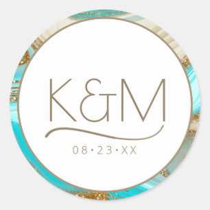Abstract Glitter Strata Border Wedding ID903 Classic Round Sticker