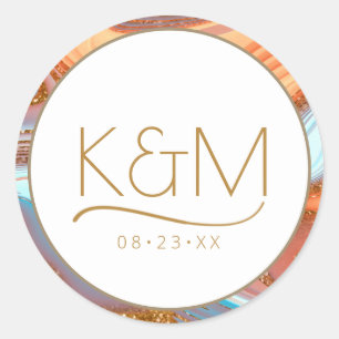 Abstract Glitter Strata Border Wedding SW Wt ID903 Classic Round Sticker