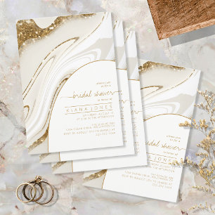 Abstract Glitter Strata Bridal Shower Ivory ID903