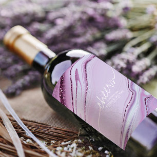 Abstract Glitter Strata Cheers Lilac ID903 Wine Label