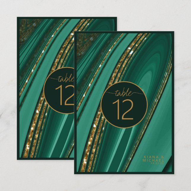 Abstract Glitter Strata Table Number Green ID903 (Front/Back)