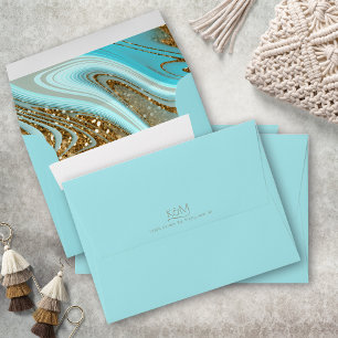 Abstract Glitter Strata Wedding Blue1 ID903 Envelope