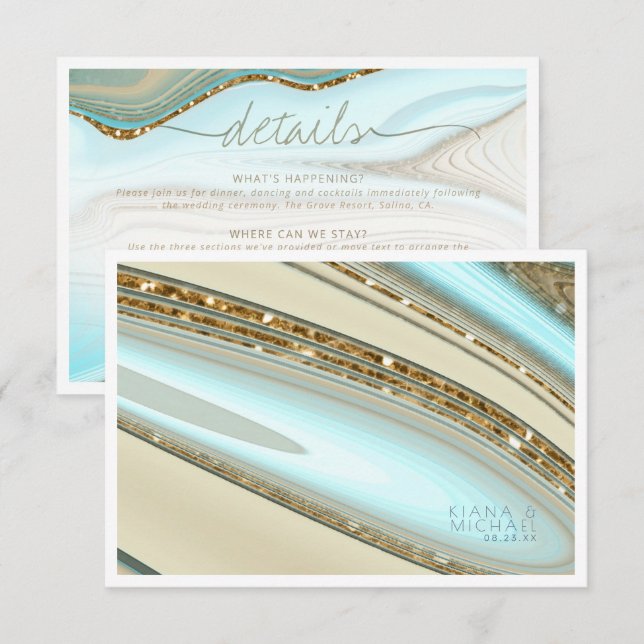 Abstract Glitter Strata Wedding Details ID903 Enclosure Card (Front/Back)