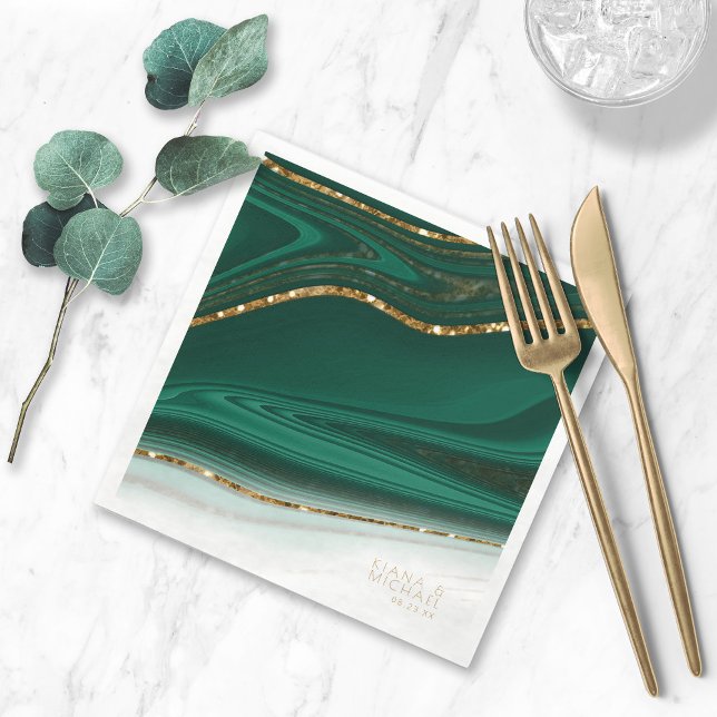 Abstract Glitter Strata Wedding Green ID903  Napkin (Creator Uploaded)