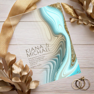 Abstract Glitter Strata Wedding ID903 Acrylic Invitations