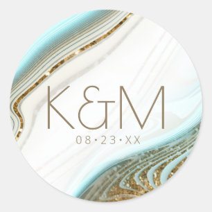 Abstract Glitter Strata Wedding ID903 Classic Round Sticker