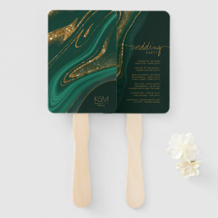 Abstract Glitter Strata Wedding Party Green ID903 Hand Fan