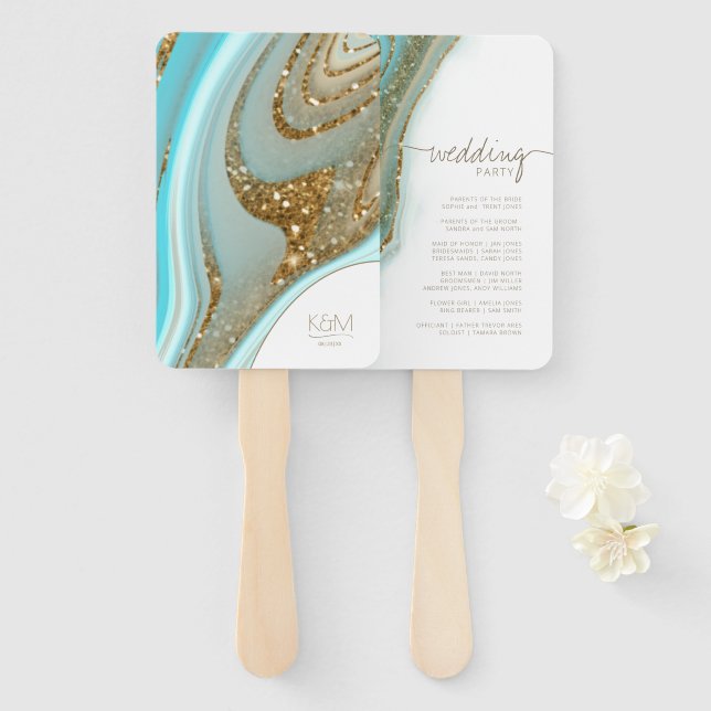 Abstract Glitter Strata Wedding Party ID903 Hand Fan (Front and Back)